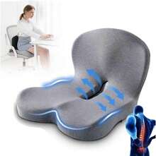 ¡RecomendadoCojín de Espalda y de Silla Combinado, Cojin para Coxis y Ciatica Lumbar, Soporte Lumbar para Silla de Oficina, Aliviar La Ciática, Base Antideslizante, para Oficina, Coche, Camión (Gris)¡Top de Temporada - Gris Oscuro - Ver 2