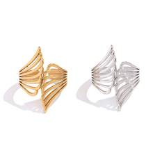 2pcs/1pc Stainless Steel Rings, Exaggerated Rings, High-End Temperament Cutout Rings, Elegant Rings, Adjustable Rings, Light Luxury Design, 304 Stainless Steel Ring Jewelry For Daily Wear - Multicolor - View 5