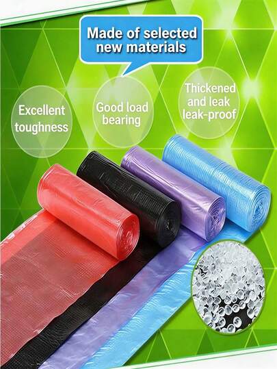 60pcs/100pcs Thick, Odorless, Flat-Bottom Trash Bags Made Of New PE Material, Suitable For Household Cleaning, Hotels, Offices And Schools