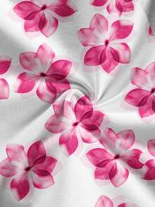 Áo hai dây buộc cổ kiểu yếm dành cho nữ, họa tiết hoa, lưng xoắn, viền bèo nhún. - Màu Hồng Tươi - Xem 4