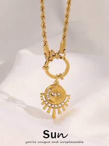 1pc Stainless Steel Zirconia Evil Eyes Pendant Necklace For Women Fashion 18K Gold Plated Chain Necklaces Choker Jewelry - Necklace - View 1