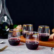 12oz Glass Red Wine Glasses, 1/6/12pcs Set, Gold Rim, High Quality Reusable Unbreakable Crystal Material, Suitable For Party, Wedding, Picnic - Transparent Gold-rimmed Red Wine Glass - View 6