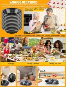 1个/2个/4个/6个/8个迷你派盘，5英寸可重复使用圆形派盘，不粘小派盘，碳钢圆形派盘，小型金属烤盘，适用于蛋糕、面包、肉类和甜点 - 彩色 - 查看 4