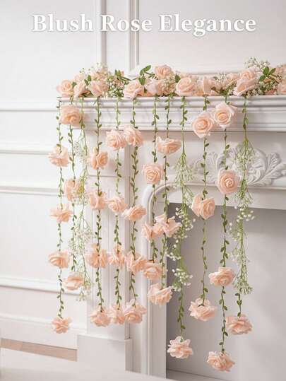 人造玫瑰藤蔓、玫瑰花束、婚礼装饰、学校宿舍及办公室装饰，适用于派对、活动、节日、生日派对、家居装饰，也适用于酒店、餐厅、客厅、卧室、婚礼、宴会、厨房、花园装饰。