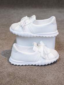 1 Paio di Sneaker Casual Unisex, Scarpe Casual Basse Morbide con Disegno Geometrico e Lacci, Disponibili in Bianco e Nero, Adatte per Escursioni all'Aperto, Uso Quotidiano e Feste in Casa, Scarpe per Bambini e Ragazzi, Suola Morbida in Gomma - Beige - Visualizzare 1
