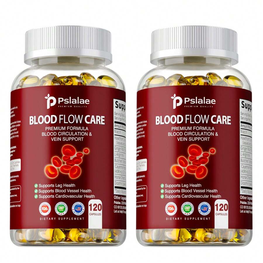PSLALAE Blood Flow Care - Blood Circulation Supplements - With Hawthorn, Ginger Root - 120pcs - Two bottle - More favorable(兩瓶) - 查看 1