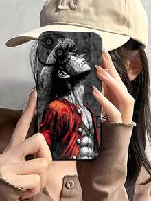 con chaqueta roja en blanco y negro. Esta elegante funda es compatible con Samsung, Apple, VIVO, OPPO, , Transsion, ,  y Honor. Fabricada en silicona TPU, ofrece protección contra golpes y caídas, además de una sensación superior. Es un regalo ideal para familiares, amigos y seres queridos, y la opción perfecta para San Valentín y Año Nuevo. - Negro - Ver 3