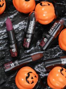 USHAS Dark-Toned Lipsticks, Suitable For Halloween Goth Makeup, Matte Velvet Texture, Smooth Application, Shades: Black, Dark Purple, Brown, Ideal For Parties, Holidays, Cosplay - #06 - 查看 6