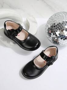 儿童鞋，女童皮鞋，软底公主鞋，2025春秋新款时尚款式，蝴蝶结软底魔术贴单带鞋，黑色婴幼儿及小学生演出鞋 - 黑色 - 查看 8