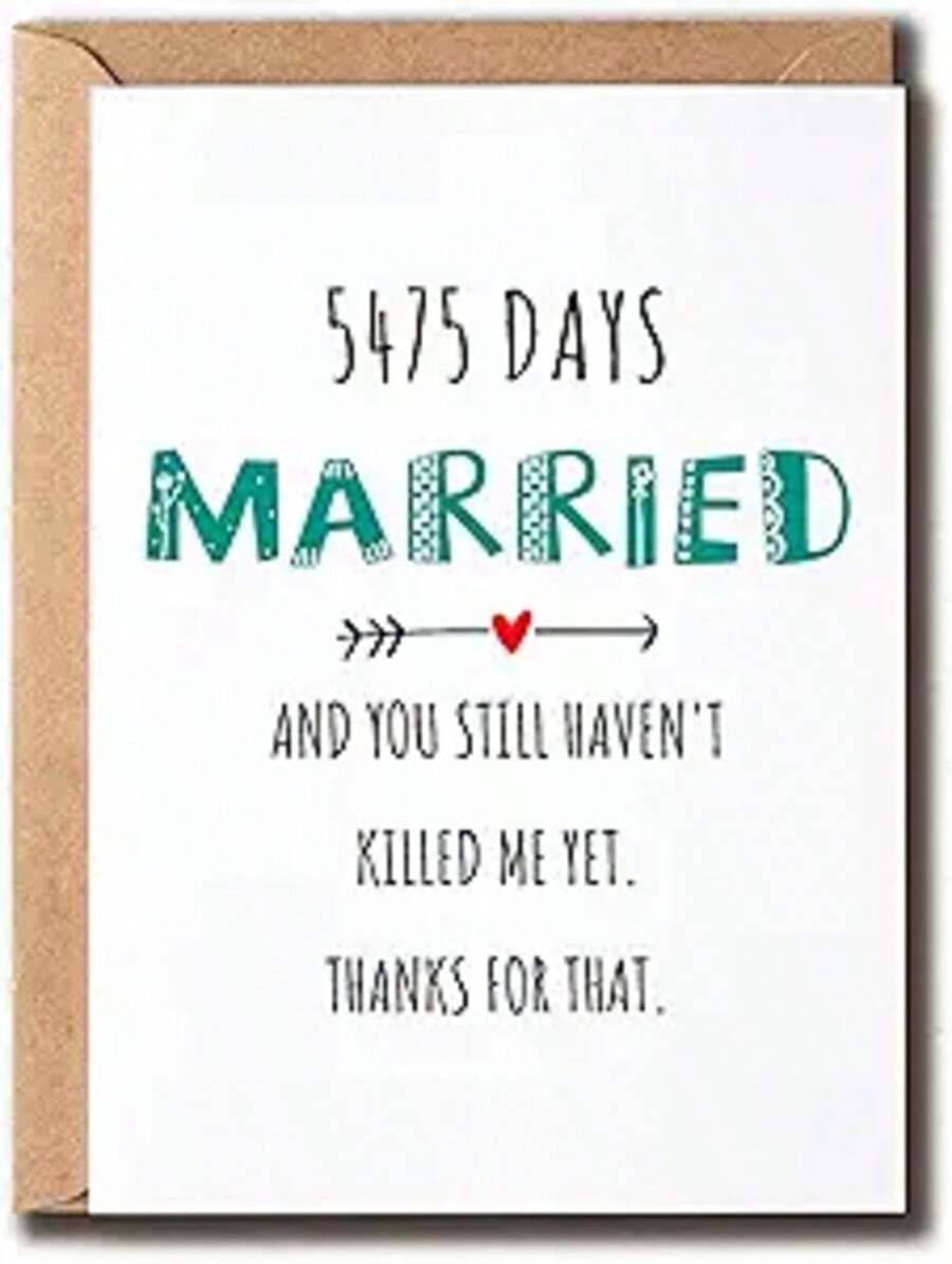 15th Anniversary Card - 5475 Days Married - Funny Wedding Anniversary Card - Husband Wife Couple - 1__ - 查看 1