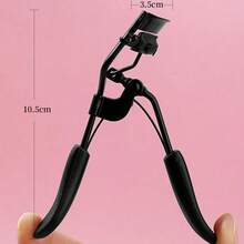 1pc Portable Stainless Steel Eyelash Curler With Comb, Black, Pinch And Hold For Natural Looking Lash Curl - 黑色 - 查看 2