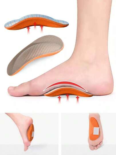 QKC 1 Pair EVA Sports Palm & Sole Cushion, Arch Support Half Insoles For Men And Women, Foot Pad With Medial & Lateral Arch Support