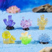 6件/8件組 水族箱海洋裝飾品，螢光珊瑚微景魚缸小擺件，DIY裝飾配件，模擬螢光彩色寶石鑽石玉石尋寶遊戲DIY小飾品 - 彩色 - 查看 10