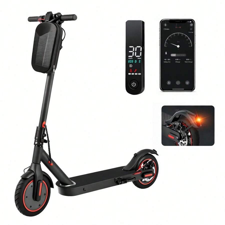 Patinete elétrico dobrável 350W Potente Com led via bluetooth até 25km/h - Preto - Visão 1