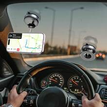 Strong Magnetic Leather Texture Car Phone Mount, 360° Rotating Vacuum Suction Cup, UV Resistant Epoxy, Universal Car Navigation Holder - Multicolor - View 10