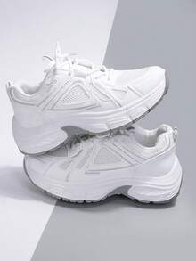 ZKBBO Women's Breathable Mesh Thick-Sole Chunky Sneakers, Comfortable Casual Sports Shoes For All Seasons - White - View 3