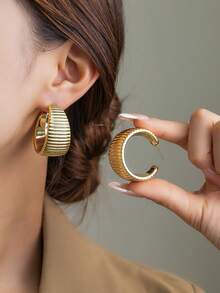 2-18pcs Women Silver-Tone Personalized Earrings Set, Fashion CZ Stud Earrings, Pendant Earrings, Versatile Daily Wear - Silver - View 3