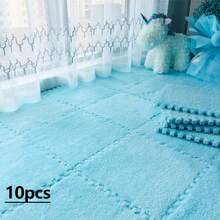 10pcs, 30cm, 60cm Plush Patchwork Rug Tiles, Bedroom Square Decorative Floor Mat, Bedside Cute Carpet, Thick Foam Floor Pad, Odorless Soft Interlocking Floor Protector Mat, Multi-Color Patchwork Rug, Comfortable Room Floor Mat, Suitable For Bedroom, Study, Living Room, Balcony - Plush Floor Mat - View 47