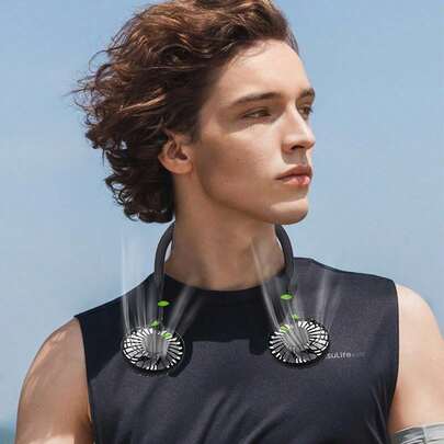 Portable Neckband Fan, Bladeless Hands-Free Fan, Battery Powered Wearable Personal Fan, 3 Adjustable Speeds USB Hanging Neck Fan, Essential For Summer Home, Office, Outdoor, Sports, Beach, Travel, Mother's Day Gift