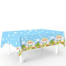 1pc/2pcs Easter Tablecloth With Rabbit And Egg Basket Pattern, Suitable For Easter Dinner And Spring Party - Multicolor - View 4