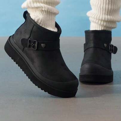 Skechers Women's Casual Shoes BOBS DAKOTA Women's Casual Winter Boots, Casual Shoes With Thermal Lining, Durable Support For Outdoor Activities, 114624-BBK