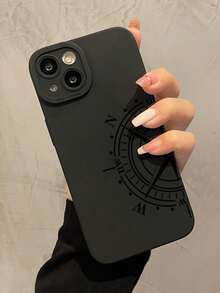 Ốp điện thoại du lịch màu đen thiết kế la bàn tối giản, chống sốc, làm bằng TPU, tương thích với iPhone 17, 16, 15, 14, 13, 12, 11 Pro Max, Air và các dòng khác, phiên bản quốc tế, không phải phiên bản nội địa. - Nhiều màu - Xem 2