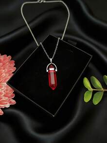 1pc Hexagonal Red Quartz Crystal Pendant Necklace, Chakra Balancing Healing Crystal Jewelry - Hexagonal Prism - View 6