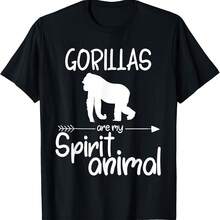 Los gorilas son mi espíritu animal, regalo para hombres y mujeres, camiseta de primate simio - Negro 1 - Ver 1