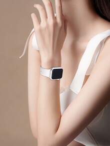 2-In-1 Compatible With Apple Watch Band And Case For Sizes 40mm, 41mm, 42mm, 44mm, 45mm, 46mm, 49mm. Sporty/Casual Style With A Studded Silicone Strap. Features A Shock-Resistant And Scratch-Resistant Hard PC Case With A Tempered Glass Screen Protector. Compatible With Apple Watch Series Ultra/11/10/9/8/7/6/5/4/SE. Suitable For Men And Women. Soft, Comfortable, Easy To Put On, And Tactilely Sensitive. - Beige - View 11