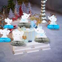 DGyufise 6Pcs It's A Boy Baby Shower Table Toppers Centerpieces Elephant Honeycomb Table Centerpiece For Elephant Theme Gender Reveal Baby Shower Birthday Party Table Decorations Plies Blue - Blue - View 7