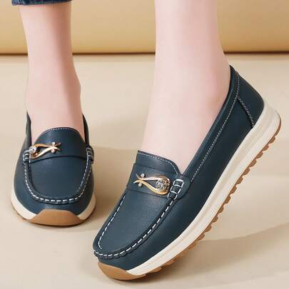 Comfortable Thick Sole Slip-On Flat Shoes, Non-Fatiguing Work Shoes For Women