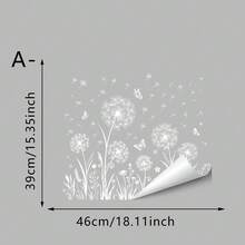 1/3pcs Creative Minimalist White Line Floral Window Stickers With Dandelion & Butterfly Design, Double-Sided Visible Glass Static Cling Decals For Bedroom, Living Room, Hallway - Flowers - View 13