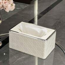 1 pieza Cubierta de caja de pañuelos con diseño de cuadrado bailarín, accesorio de baño moderno con diseño único, adecuado para baño, tocador, dormitorio y sala de estar, soporte duradero para rollos de pañuelos, decoración del hogar - Multicolor - Ver 8