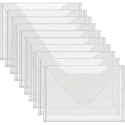 10个10x7英寸大号印章和模具收纳袋，耐用可重复使用的塑料信封，透明塑料文件夹，适用于存放切割模具、模板、压花材料、纸张、卡片、工艺品等。