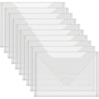 10个10x7英寸大号印章和模具收纳袋，可重复使用的塑料信封，透明塑料文件夹，适用于存放切割模具、模板、压花材料、纸张、卡片、工艺品等。