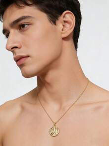 1 Retro Gold Coin Necklace, Embossed Figure Round Collarbone Chain, Light Luxury Gold Coin Pendant Necklace, Niche Design Coin Necklace Suitable For Daily Commuting Wear - necklace - View 6