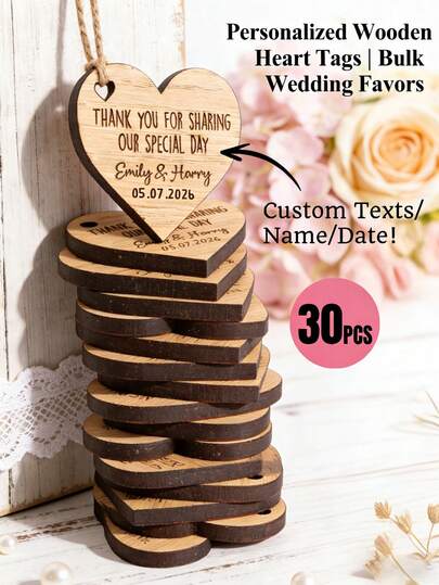 5/30 unidades de etiquetas personalizadas em formato de coração com nome para convite de casamento "Reserve a Data", etiquetas personalizadas para noivos, marcadores de lugar em estilo rústico, lembrancinhas de casamento, etiquetas para presentes de casamento, adequadas para sacolas e garrafas de doces, presentes para convidados de casamento.