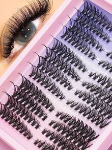 AYRMILLA 216 Cluster 8-16mm 12 Rows Comic-Style False Eyelashes D-Shaped Curled Mixed False Eyelashes Cosplay Single Cluster Lazy Person Style Natural Fairy Style Single Cluster Little Devil Style Comic-Style Curled False Eyelashes Segmented Cross Style Natural False Eyelashes Comfortable To Wear Fairy Style Novice Curled Implant False Eyelashes - C - View 1