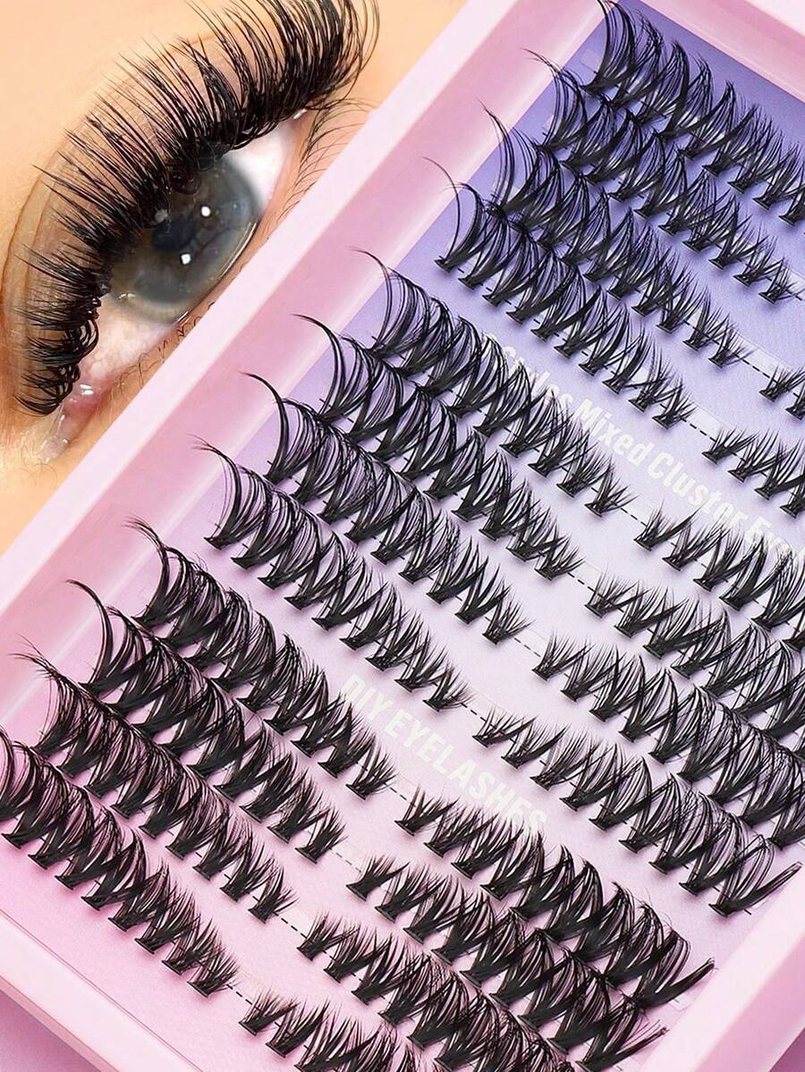 AYRMILLA 216 Cluster 8-16mm 12 Rows Comic-Style False Eyelashes D-Shaped Curled Mixed False Eyelashes Cosplay Single Cluster Lazy Person Style Natural Fairy Style Single Cluster Little Devil Style Comic-Style Curled False Eyelashes Segmented Cross Style Natural False Eyelashes Comfortable To Wear Fairy Style Novice Curled Implant False Eyelashes - C - View 1