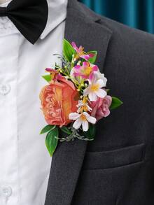 1/2 bó hoa cài áo và vòng tay hoa hồng công chúa màu cam điểm xuyết hoa cúc hồng trắng, thích hợp cho chú rể, cô dâu, phù rể, phù dâu, đám cưới, lễ đính hôn, tiệc chiêu đãi, kỷ niệm, khai trương cửa hàng, liên hoan, lễ kỷ niệm, mùa hè, bãi biển, lễ hội, sinh nhật. - Quả cam - Xem 9