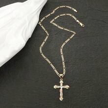 1 Piece Fashionable Personalized Design Three-Dimensional Figure Shaped Cross Jesus Inlaid Zirconia Pendant Necklace, Perfect For Mothers/Valentine's Day Couples/Friends/Parishioners To Give Gifts, Catholic First Communion, Daily Holiday Wearing Prayer - Cross - View 6