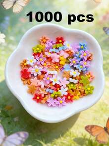100/200/300/500/1000pcs Pack Cute Mini 0.75cm/0.29inch Flat Flower Resin Embellishments, For Jewelry Making - 100 Flowers - View 23
