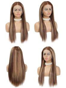 Eulisi 高光 Omeber 5*5 蕾丝前假发,真人发 P4/27 蜜金色蕾丝前假发,真人发 5x5 闭合式假发,真人发假发,适合,直发无胶假发,真人发预先拔毛,24 英寸 - SP4/24 - 查看 8