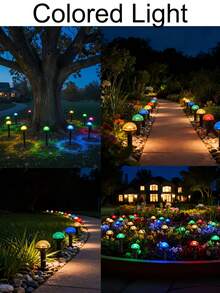 20/10pcs LED Solar String Lights, Mushroom Shape, Solar Powered, 8 Lighting Modes, Plug And Play, Ground Stake, Suitable For Garden, Lawn, Driveway, All-Season Solar Powered Outdoor Lights - Black - View 7