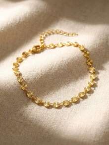 1pc Elegant Golden Round Sunflower Decor Bracelet, Holiday Party Accessory, Commemorative Bracelet Gift For Friends & Family, Jewelry Accessory - Gold - View 4