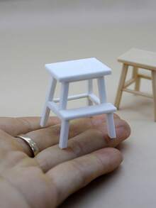 Miniature Doll House Stool, Plastic Mini Display Stool, Pretend Play Small Chair, Micro Flower Shelf, Double-Tier Display Rack, Mini House Footstool, Miniature Stool Stepladder - Step Stool - View 5