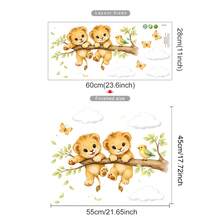 Cute Lion Cubs On Branch Wall Stickers, Peel And Stick Animal Decals, Ideal For Nursery, Kids Bedroom, Playroom & Classroom Wall Art - Two Little Lions - View 4