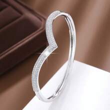 1pc Fashionable Soft Line Design Cubic Zirconia Inlaid Women Bracelet - Multicolor - View 6