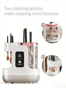 Three-In-One USB Cleaning And Drying Electric Makeup Brush Cleaner, Makeup Brush Cleaning And Drying Device, Brush Cleaner, Daily Makeup Tool Cleaner, Essential Beauty Tool, Makeup Accessories, Must-Have Valentine's Day Gift, Household Items - 白色 - 查看 1