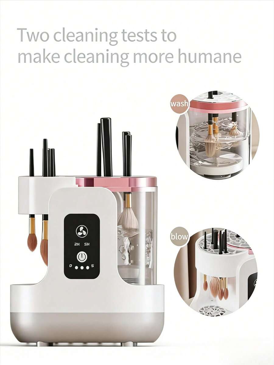 Three-In-One USB Cleaning And Drying Electric Makeup Brush Cleaner, Makeup Brush Cleaning And Drying Device, Brush Cleaner, Daily Makeup Tool Cleaner, Essential Beauty Tool, Makeup Accessories, Must-Have Valentine's Day Gift, Household Items - 白色 - 查看 1